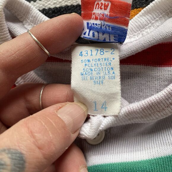 Vintage 70’s Boy’s Striped Ringer Tee Shirt. Stone Apparel. Size 14 Vintage. USA - Picture 8 of 14